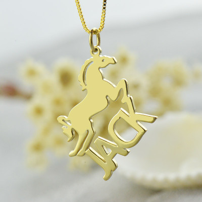 Kids Name Necklace with Horse 18ct Gold Plated - Handmade By AOL Special