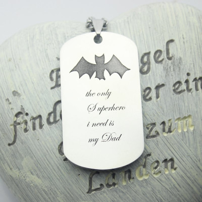 Man's Dog Tag Bat Name Necklace - Handmade By AOL Special