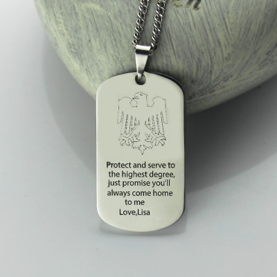 Man's Dog Tag Eagle Name Necklace - Handmade By AOL Special