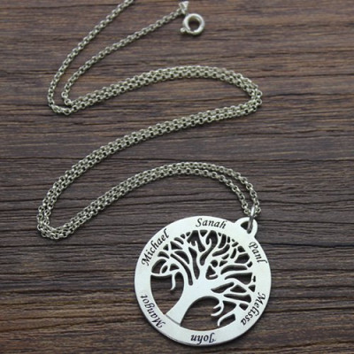 Tree Of Life Necklace Engraved Names in Silver - Handmade By AOL Special