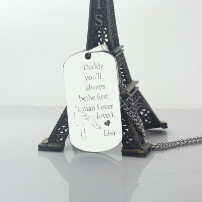 Father's Love Dog Tag Name Necklace - Handmade By AOL Special