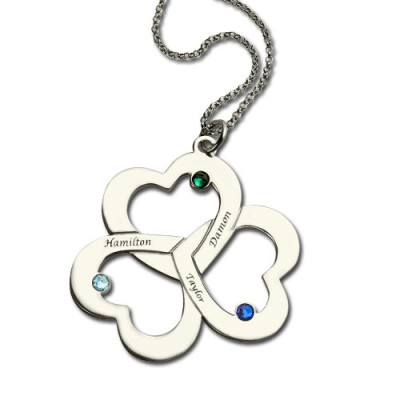 Personalized Three Triple Heart Shamrocks Necklace with Name - Handmade By AOL Special