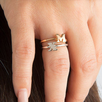 Personalized Women's Midi Initial Ring Sterling Silver - Handmade By AOL Special
