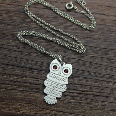 Cute Birthstone Owl Name Necklace for Girls - Handmade By AOL Special