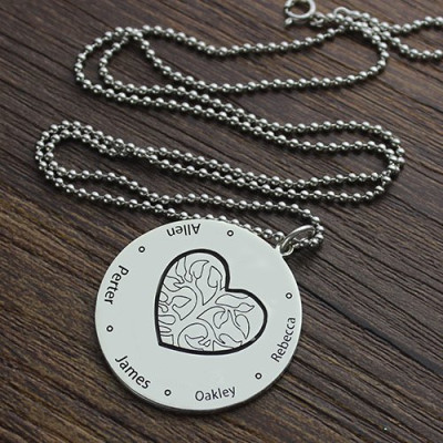 Family Tree Jewelry Necklace Engraved Names - Handmade By AOL Special
