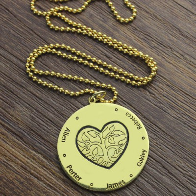 Heart Family Tree Necklace in 18ct Gold Plating - Handmade By AOL Special