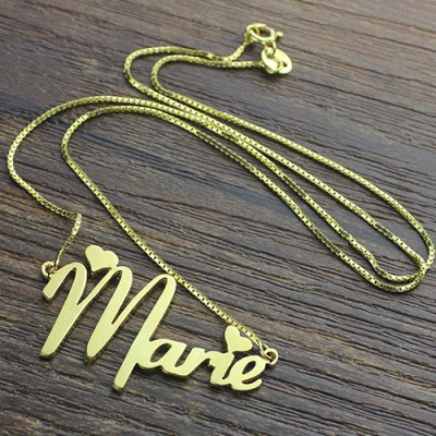 Personalized Nameplate Necklace for Girls 18ct Gold Plated - Handmade By AOL Special