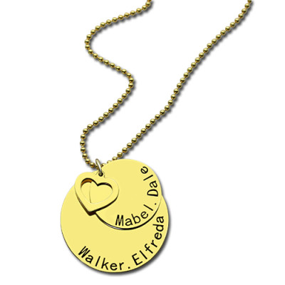 Disc Family Jewelry Necklace Engraved Name 18ct Gold Plated - Handmade By AOL Special