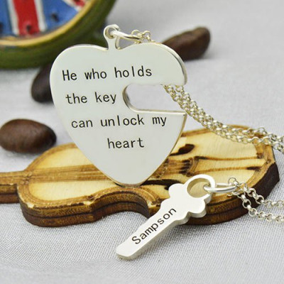 Key and Heart Necklaces Set For Couple - Handmade By AOL Special