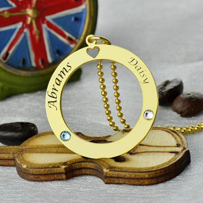 Circle of Love Name Necklace with Birthstone 18ct Gold Plated Silver - Handmade By AOL Special