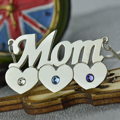Mother Necklace With Children Birthstone Silver - Handmade By AOL Special