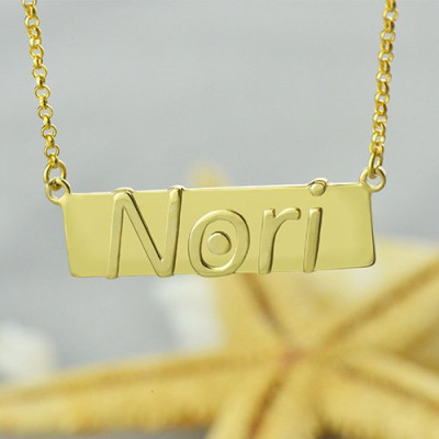 Custom Nameplate Bar Necklace 18ct Gold Plated - Handmade By AOL Special