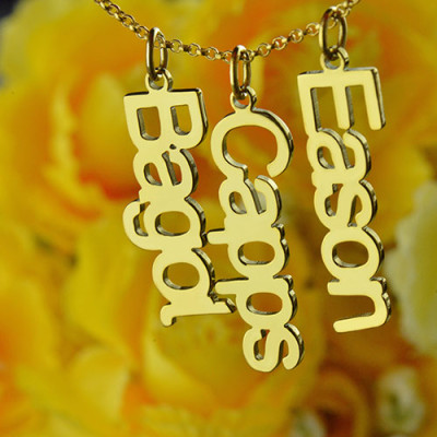 Customised Vertical Multiable Names Necklace 18ct Gold Plated - Handmade By AOL Special