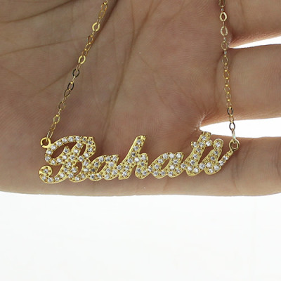 18ct Gold Plated Full Birthstone Carrie Name Necklace - Handmade By AOL Special