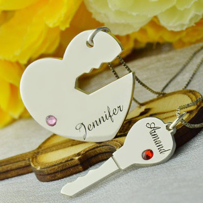 Key to My Heart Name Pendant Set For Couple - Handmade By AOL Special