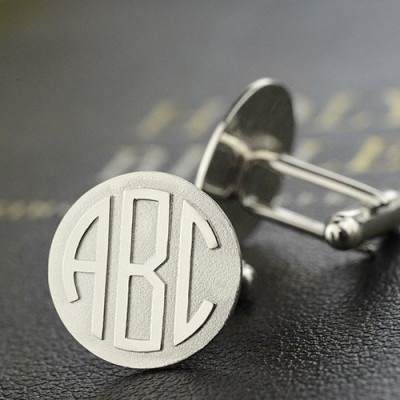 Personalized Mens Cufflinks Block Monogram Sterling Silver - Handmade By AOL Special