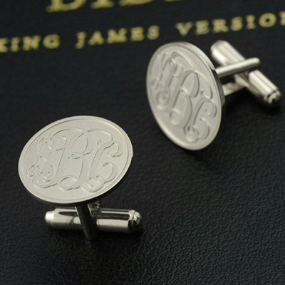 Engraved Cufflinks with Monogram Sterling Silver - Handmade By AOL Special