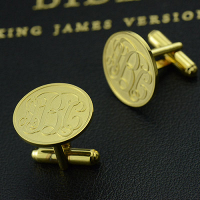 Engraved Cufflinks with Monogram 18ct Gold Plated - Handmade By AOL Special