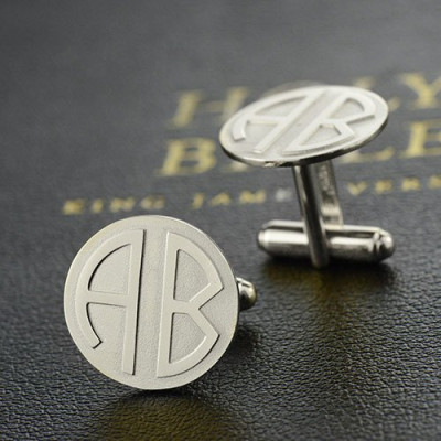 Cufflinks for Men Block Monogrammed Sterling Silver - Handmade By AOL Special
