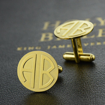 Cufflinks for Men with Block Monogram 18ct Gold Plated - Handmade By AOL Special