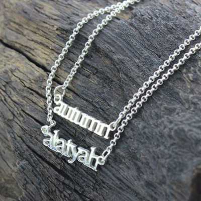 Sterling Silver Double Layer Mini Name Necklace - Handmade By AOL Special