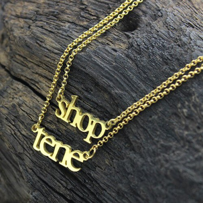Double Layer Mini Name Necklace 18ct Gold Plated - Handmade By AOL Special