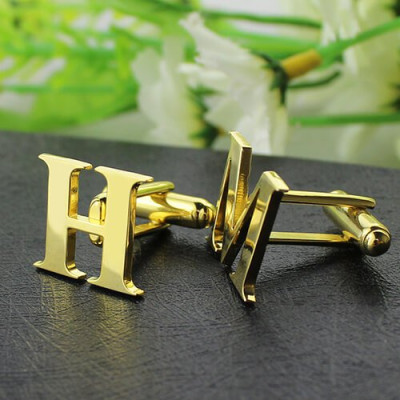 Best Initial Cufflinks 18ct Gold Plated - Handmade By AOL Special