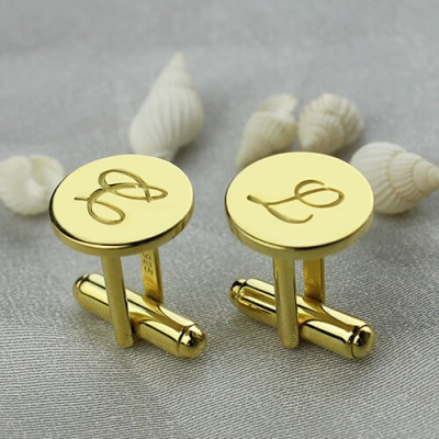 Custom Script Initial Cufflinks for Men 18ct Gold Plated - Handmade By AOL Special