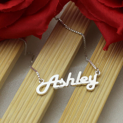 Sterling Silver Retro Name Necklace - Handmade By AOL Special
