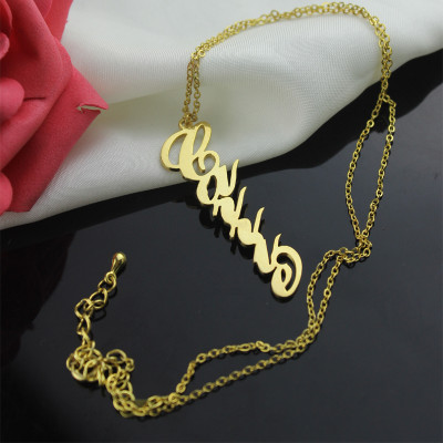 Solid Gold 18ct Personalized Vertical Carrie Style Name Necklace - Handmade By AOL Special