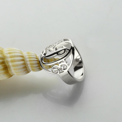 Personalized Rings Monogram Initial Sterling Silver - Handmade By AOL Special