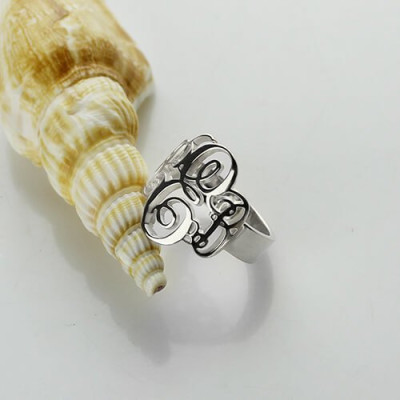 Personalized Fancy Monogram Ring Sterling Silver - Handmade By AOL Special
