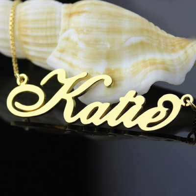 Personalized Necklace Nameplate Carrie in 18ct Gold Plated - Handmade By AOL Special