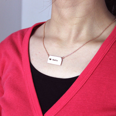Custom Kansas State Shaped Necklaces With Heart Name Rose Gold - Handmade By AOL Special