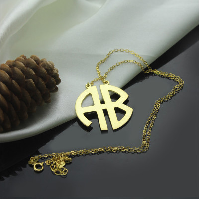 Two Initial Block Monogram Pendant 18ct Gold Plated - Handmade By AOL Special