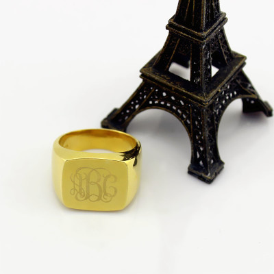 18ct Gold Plated Fashion Monogram Initial Ring - Handmade By AOL Special