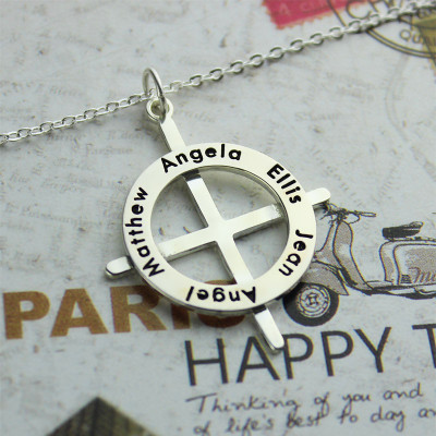 Silver Latin Style Circle Cross Necklace with Any Names - Handmade By AOL Special