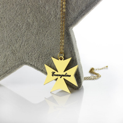 Gold Plated 925 Silver Maltese Cross Name Necklace - Handmade By AOL Special
