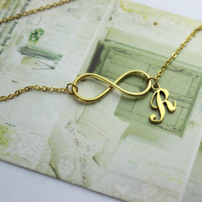 Infinity Knot Initial Necklace 18ct Gold plating - Handmade By AOL Special
