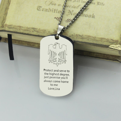 Man's Dog Tag Eagle Name Necklace - Handmade By AOL Special