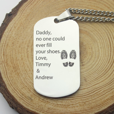 Father' Day Gift Dog Tag Name Necklace - Handmade By AOL Special