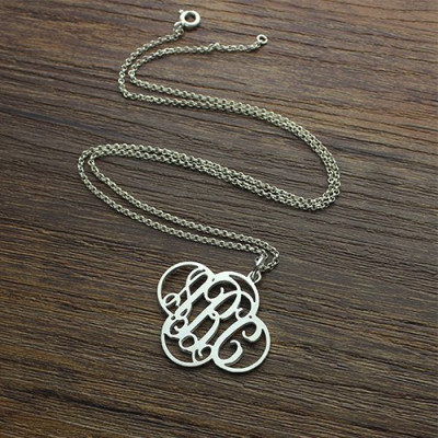 Personalized Cut Out Clover Monogram Necklace Sterling Silver - Handmade By AOL Special