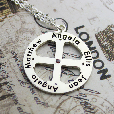 Family Circle Cross Name Necklace Silver - Handmade By AOL Special