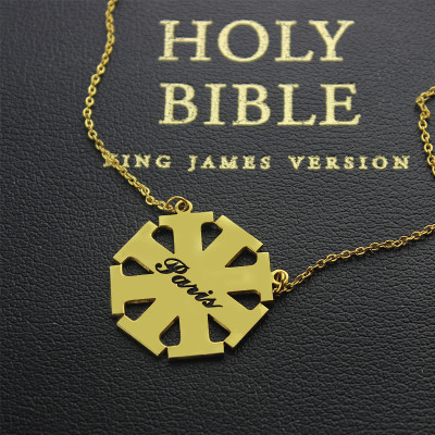 Customised Cross Necklace with Name 18ct Gold Plated 925 Silver - Handmade By AOL Special