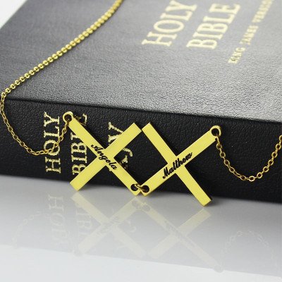 Gold Plated 925 Silver Greece Double Cross Name Necklace - Handmade By AOL Special