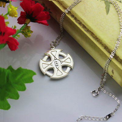 Engraved Celtic Cross Necklace Silver - Handmade By AOL Special