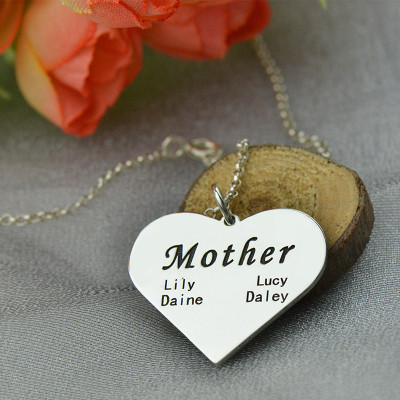 "Mother" Family Heart Necklace Sterling Silver - Handmade By AOL Special