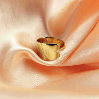 18ct Gold Plated Name Engraved Cuff Rings - Handmade By AOL Special