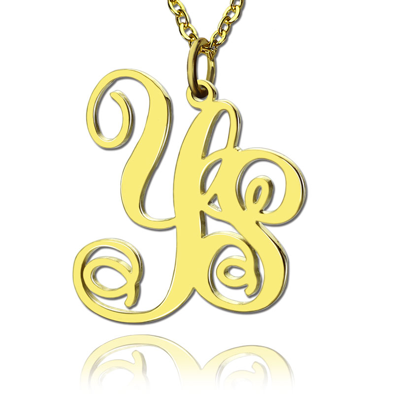 Handmade Yellow Gold Initial Monogram Charm Necklace - Custom