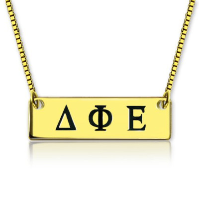 Personalized Greek Letter Sorority Bar Necklace 18ct Gold Plated - Handmade By AOL Special